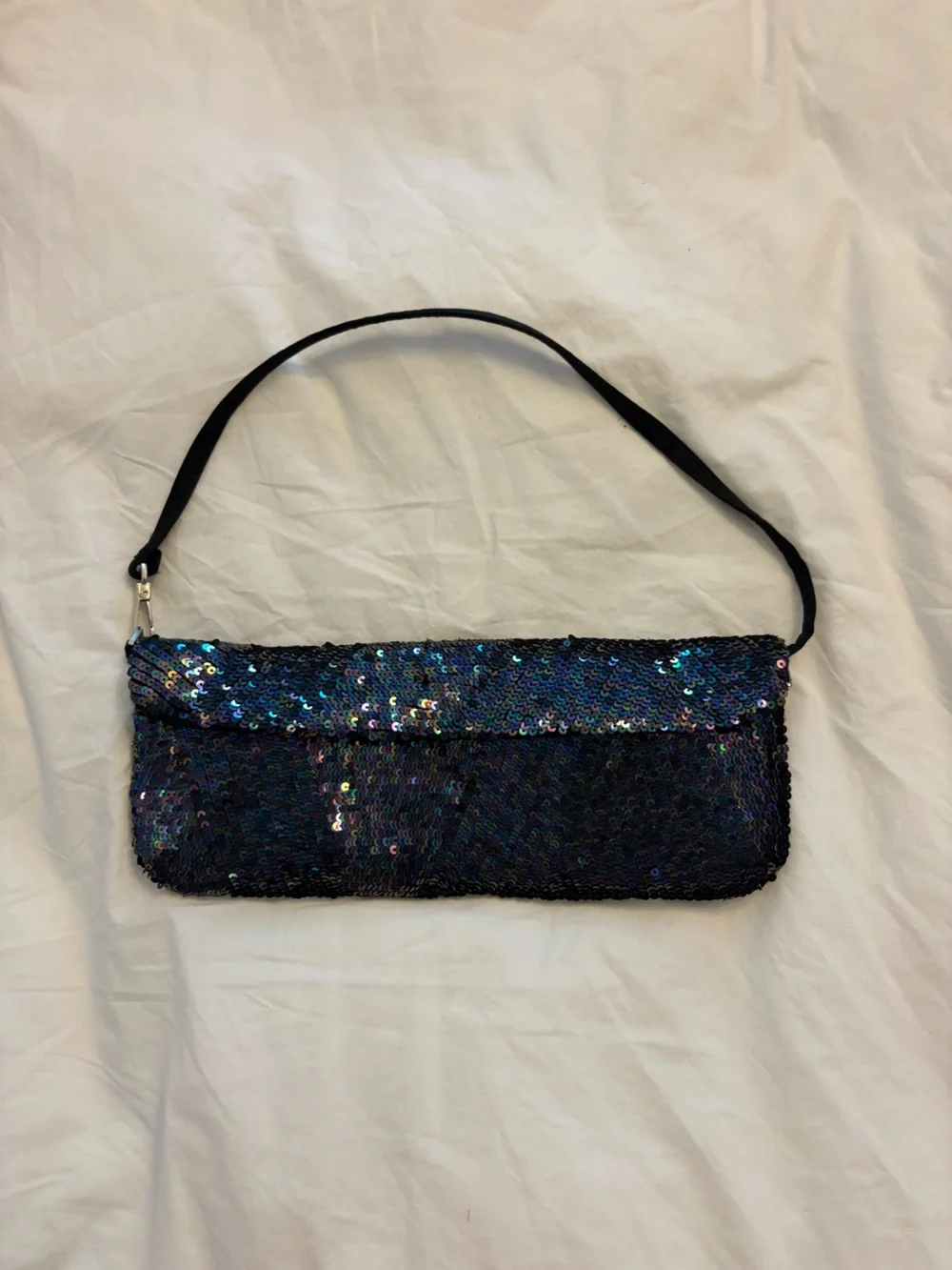 Armani Sequin Wristlet Clutch Bag in Iridescent Black